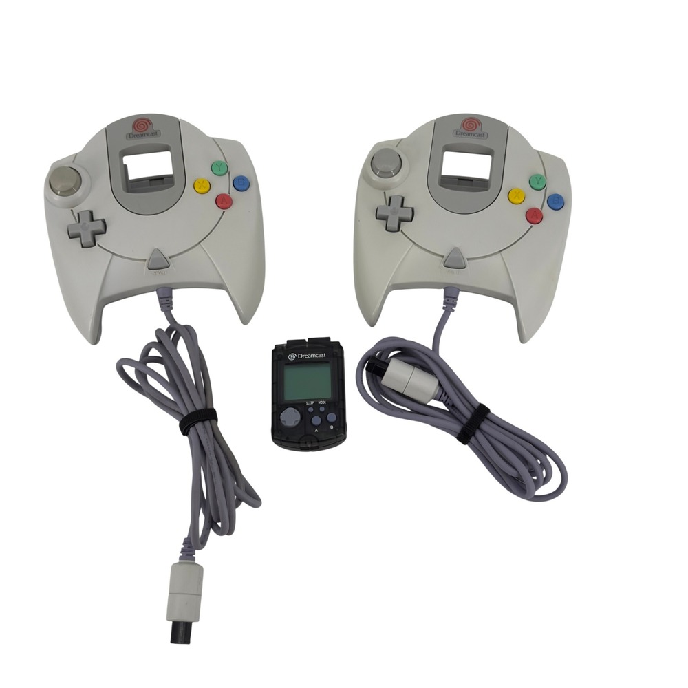 Sega Dreamcast OEM Controller Lot (2) + VMU Memory Card HKT-7000 Untested